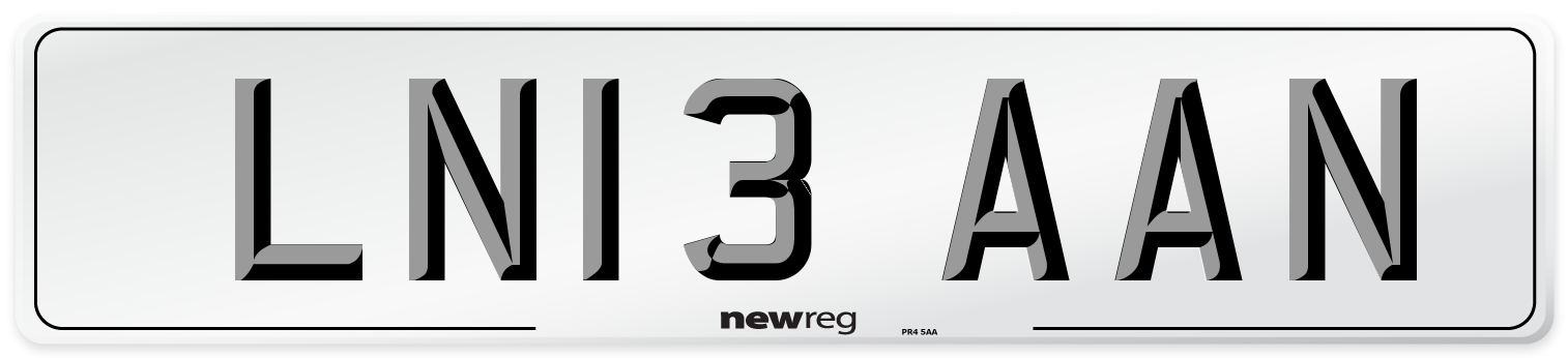 LN13 AAN Number Plate from New Reg
